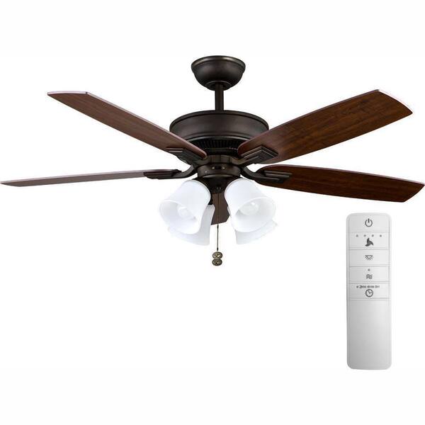 Hampton Bay Devron 52 in. LED Indoor Oil-Rubbed Bronze Smart Ceiling Fan with Light Kit and WINK Remote Control