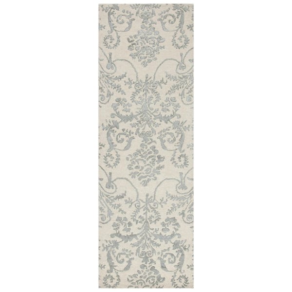 Bella 2 ft. x 13 ft. Ivory/Gray Distressed Garden Runner Rug