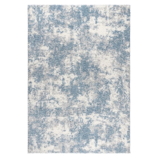 Gertmenian Holmby Garda Ivory/Blue/Gray 8 ft. x 10 ft. Abstract Shag Indoor Area Rug