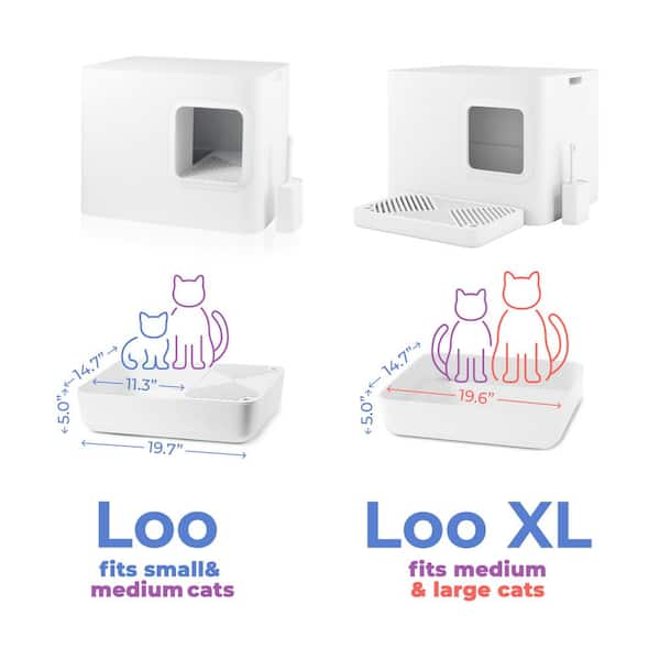 HANAMYA Extra Large Polypropylene Plastic Cat Litter Box with Scoop in White