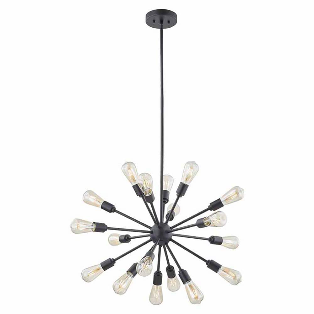 Matte Black 18-Light Metal Sputnik Chandelier