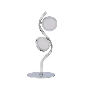 MILAN 16.5 in. Chrome Integrated LED Table Lamp with Chrome Acrylic Shade