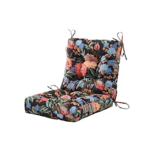 Outdoor Chair Cushion Tufted/Seat Back Cushion Floral Patio Furniture Cushion with Tie In Whit Green L40"xW20"xH4