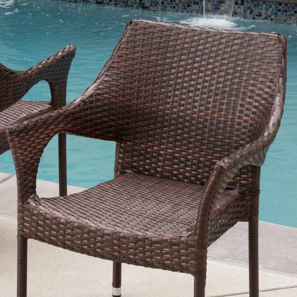 Cliff Multi Brown Wicker Outdoor Dining Chair Set