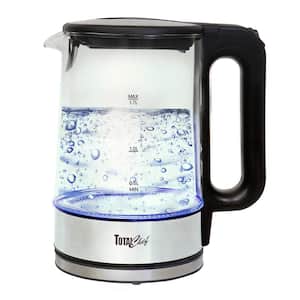 Electric Glass Tea Kettle with LED Light, 1.8 qt./1.7L, Cordless Pouring and Auto Shut-Off
