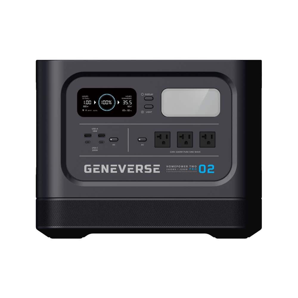 GENEVERSE HomePower TWO PRO Back-up Battery Solar Generator Push Start 2400Wh -  70-GVUS-HP2P01