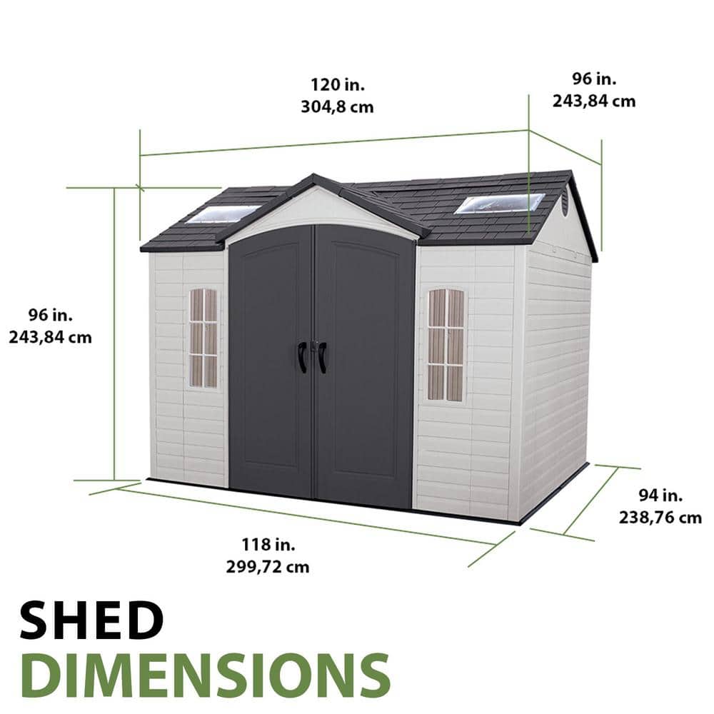 Lifetime Tan and Brown Polyethylene Outdoor Storage Shed with Double Doors, 10 x 8 ft.