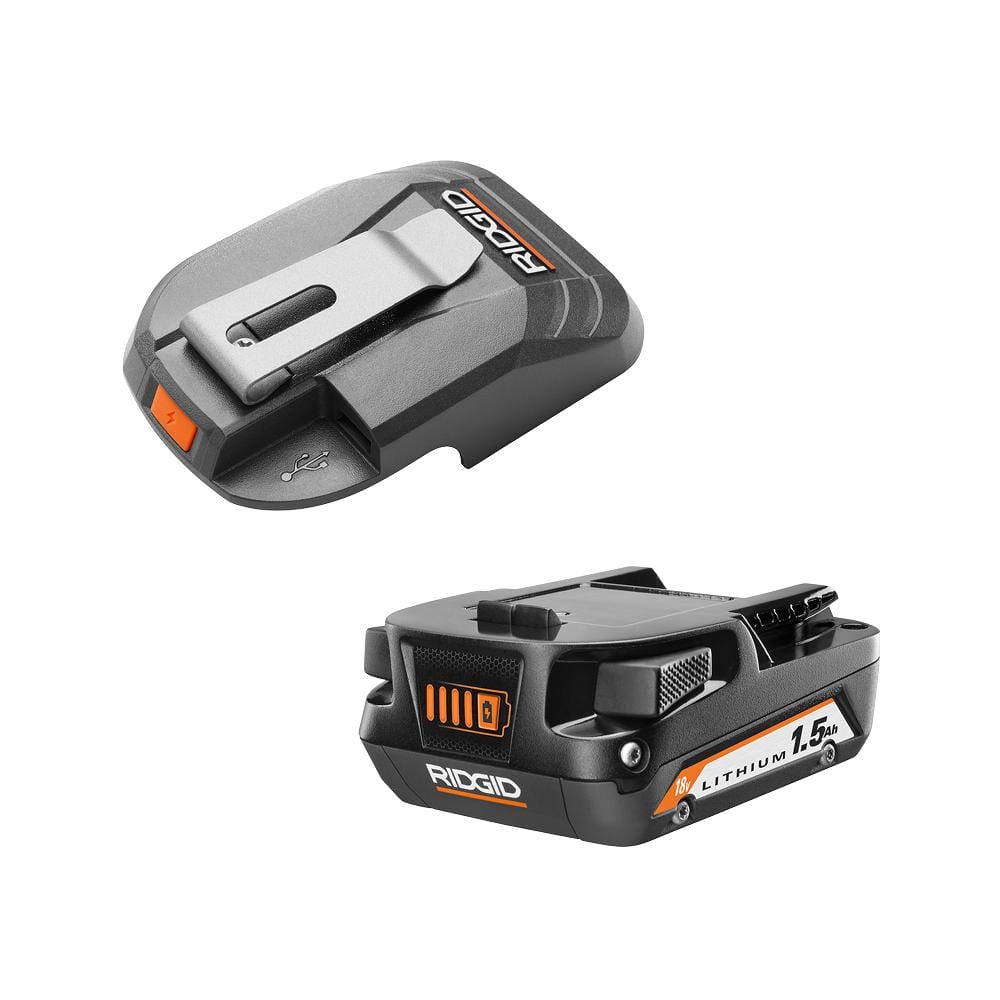 RIDGID 18V USB Portable Power Source with Activate Button Kit with 18V 1.5 Ah Lithium-Ion Battery -  AC86072-R870015