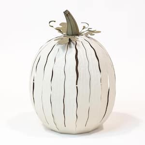 18 in. x 12 in. White Powder Coated Tall Pumpkin Luminary