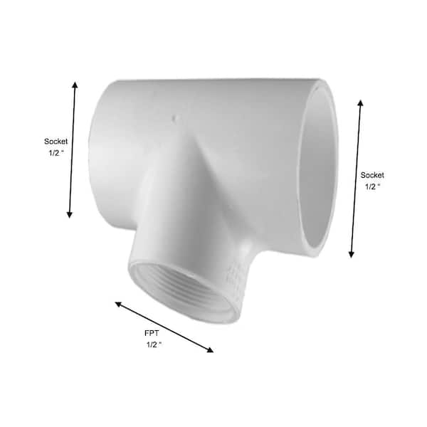 Charlotte Pipe 1/2 in. PVC Schedule 40 S x S x Female Pipe Thread Tee  Fitting PVC024010600HD - The Home Depot