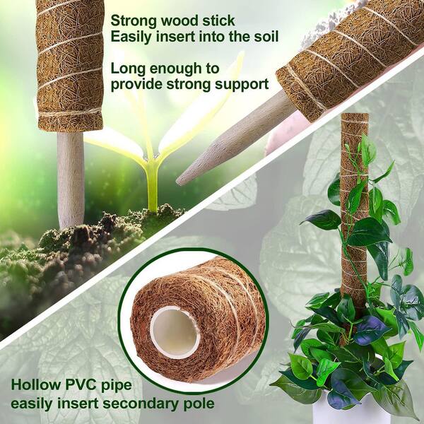 OGETFUUR 2-Piece 20.5 in. Coco Coir Moss Pole Plant Support for