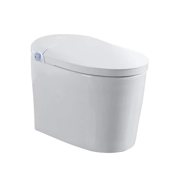 Elongated Bidet Smart Toilet 1.28 GPF in White with Foot Sensor, Auto Open/Close, Pre-Wet, LED Display, Air Bubble Wash