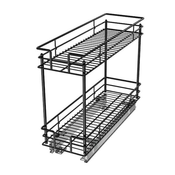HomLux 2-Tier 11 in. W x 21 in. D Silver Metal Individual Pull Out Cabinet Organizer