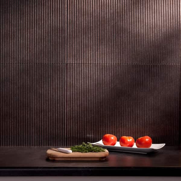 Rib 18.25 in. x 24.25 in. Vinyl Backsplash Panel in Smoked Pewter (5-Pack)