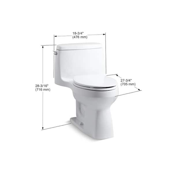 KOHLER Santa Rosa Comfort Height 1-piece 1.28 GPF Single Flush Compact Elongated Toilet with AquaPiston Flush in Black Black
