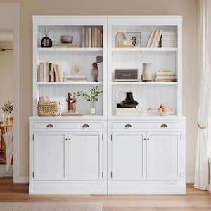 White 83.4 in. H Storage Cabinet with Storage Drawer, Modern Bookcase Storage Bookcase with Open Shelves