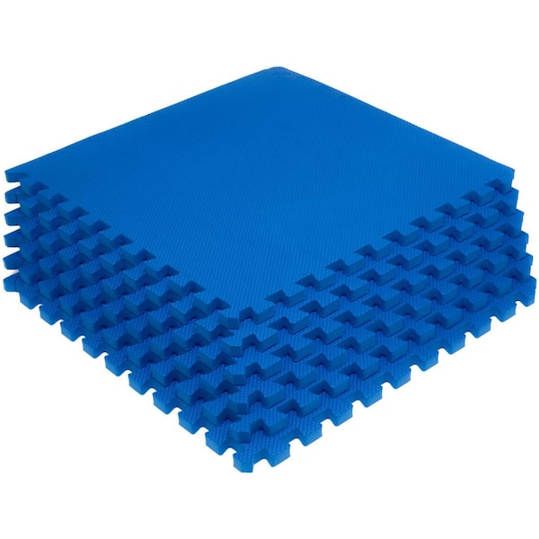 Philosophy Gym Pack of 30 Exercise Flooring Mats - 24 x 24 Inch Foam Rubber  Interlocking Puzzle Floor Tiles - Blue