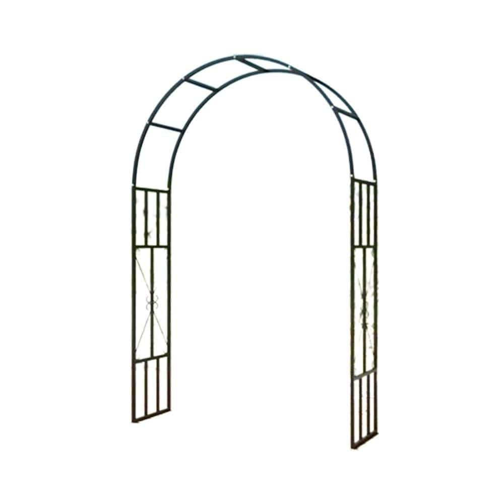 87.8 in. x 59.1 in. Outdoor Steel Garden Arch Arbor with Foot Pads and Grou