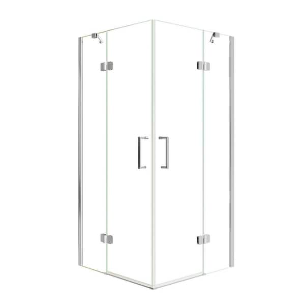 Vitrina 36 in. W x 72 in. H Bifold Semi-Frameless Shower Door in Polished Chrome Finish with Tempered Glass