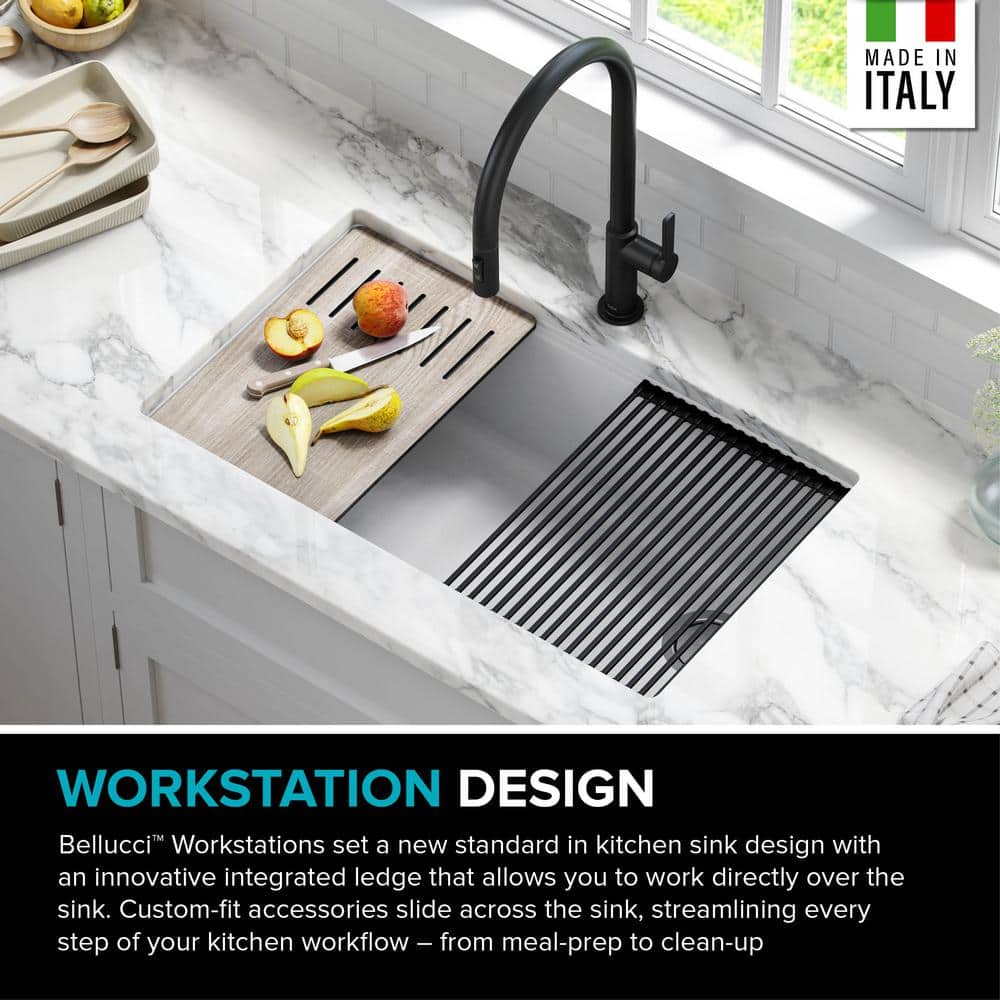 Bellucci White Granite Composite Drop-in Kitchen Sink with Accessories
