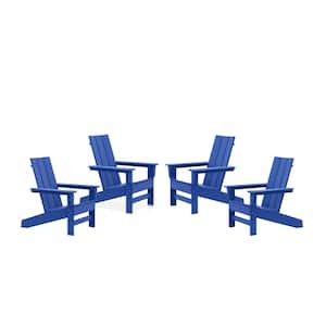 Aria Royal Blue Recycled Plastic Modern Adirondack Chair (4-Pack)