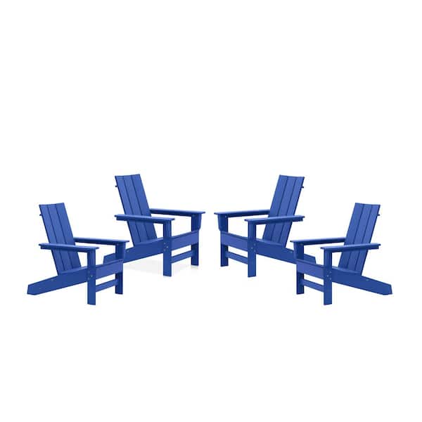 DUROGREEN Aria Royal Blue Recycled Plastic Modern Adirondack Chair (4-Pack)