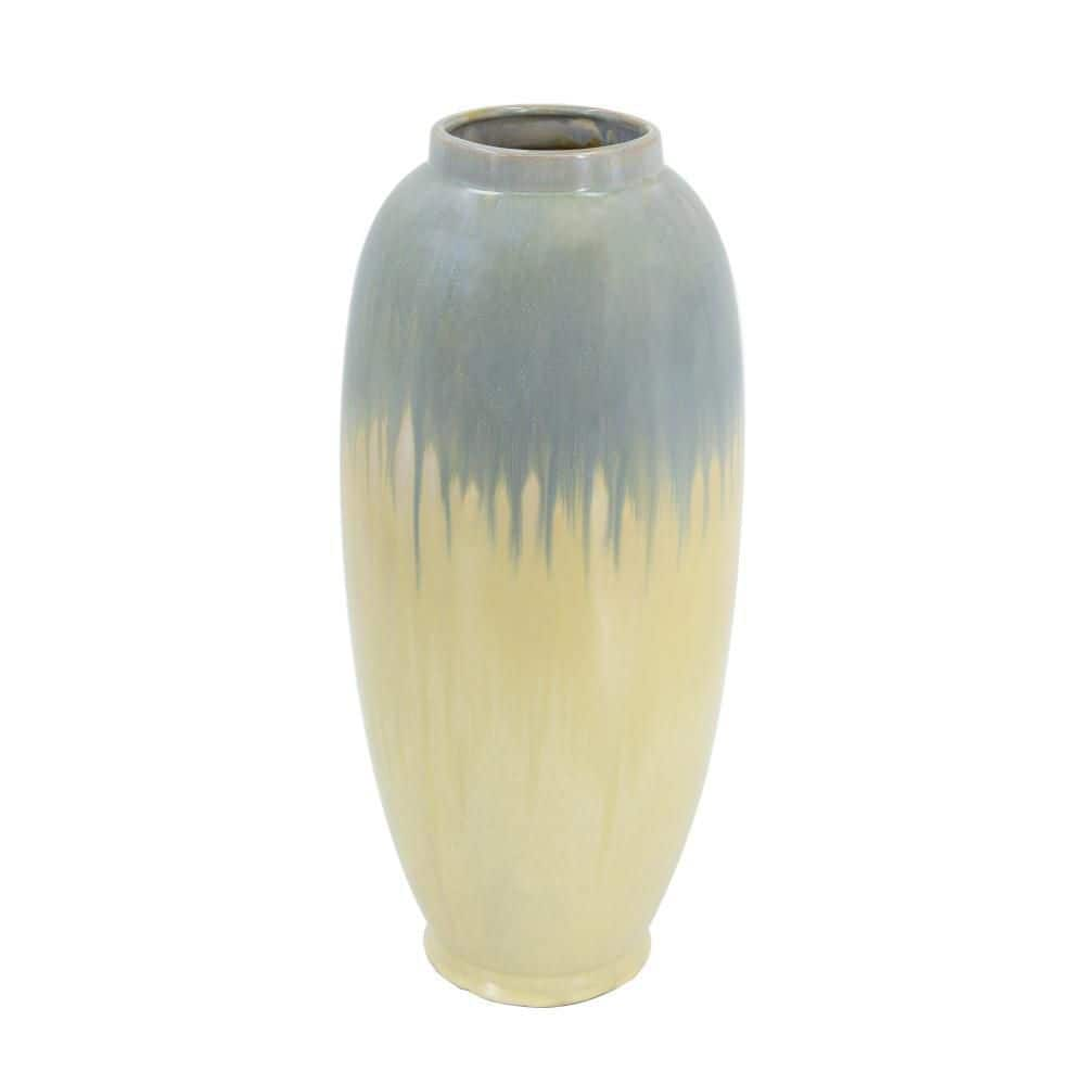 A B Home Florence Short Reactive Glazed Ceramic Table Vase 7 In Blue   Blue Cream A B Home Vases 60060 64 1000 