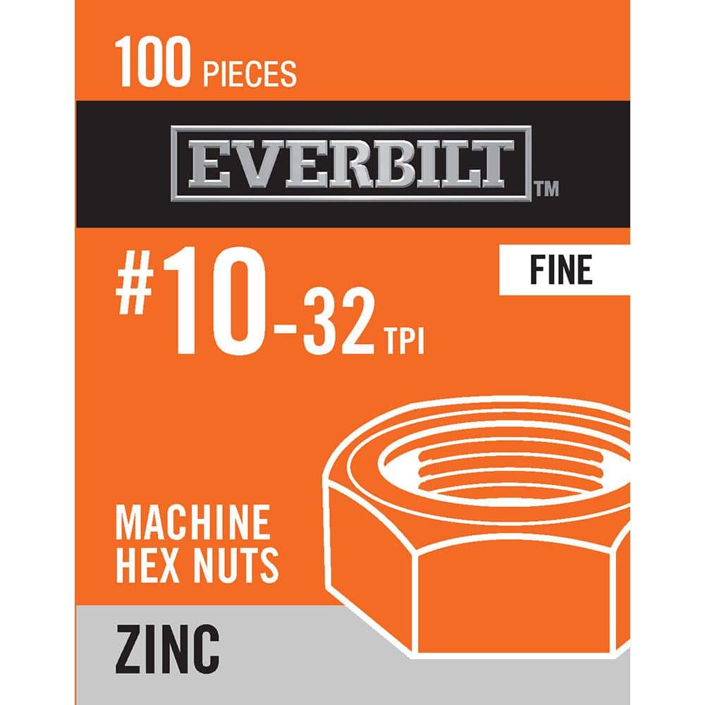 Everbilt #10-32 Zinc Plated Machine Screw Nut (12-Pieces) 18531