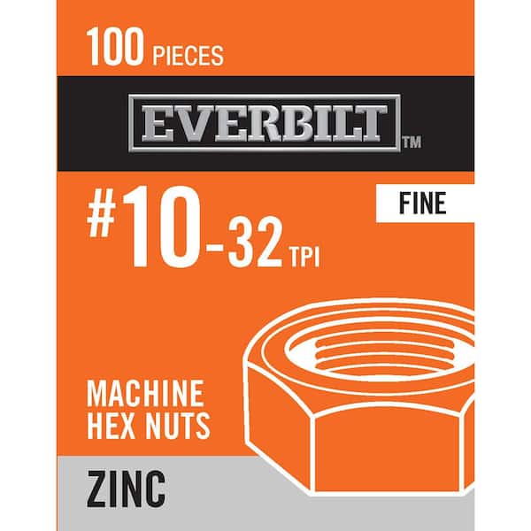 Everbilt #10-32 Zinc Plated Machine Screw Nut (100-Pack)