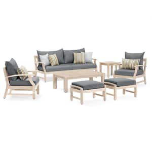 Kooper 7-Piece Wood Patio Conversation Deep Seating Set with Sunbrella Charcoal Gray Cushions