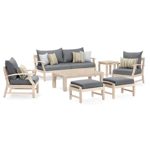 RST BRANDS Kooper 7-Piece Wood Patio Conversation Deep Seating Set with Sunbrella Charcoal Gray Cushions