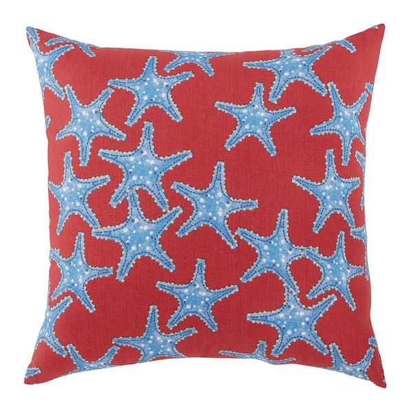 18 in. x 18 in. Starfish Tossed Square Outdoor Throw Pillow