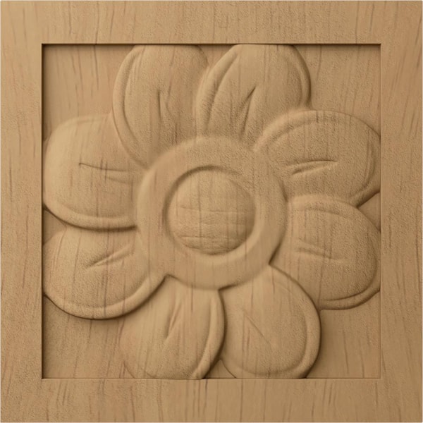 Ekena Millwork 3/4 in. x 3-1/2 in. x 3-1/2 in. Unfinished Wood Lindenwood Medium Sunflower Rosette