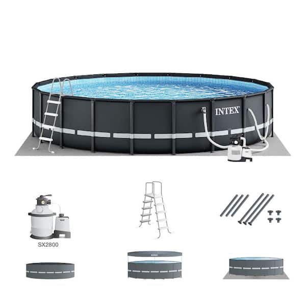 Intex 26 ft. x 52 in. Ultra Frame Above Ground Swimming Pool Set with Pump and Ladder