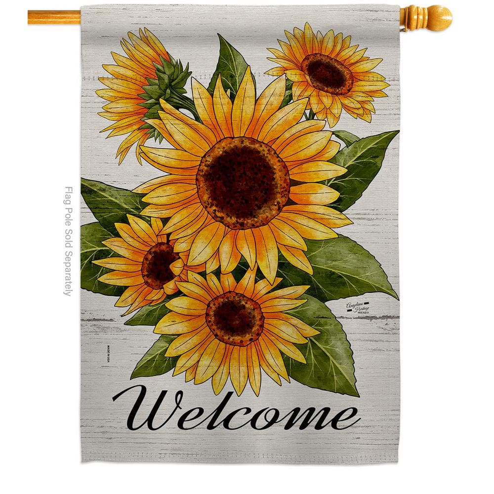 28 in. x 40 in. Happiness Sunflowers Spring House Flag Double
