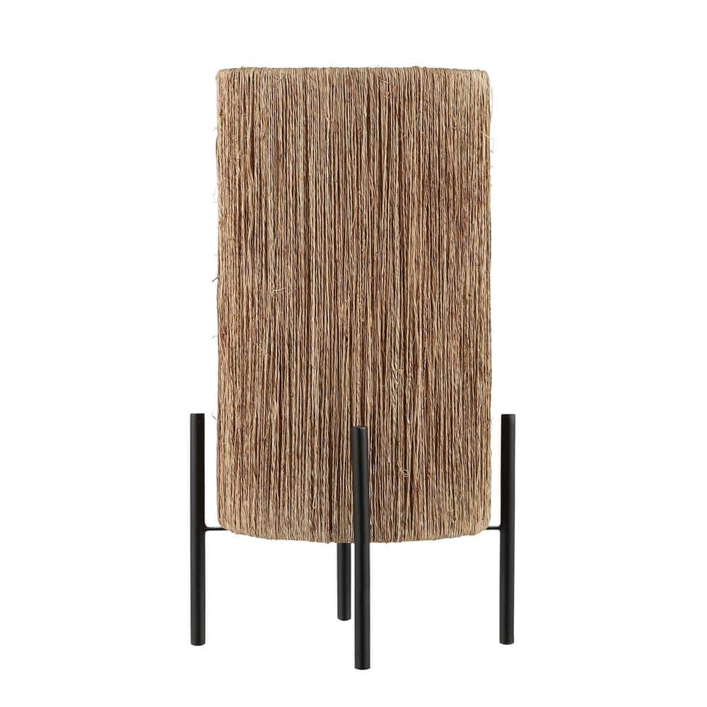 Kai 16.5" Black Metal Frame Rattan LED Table Lamp
