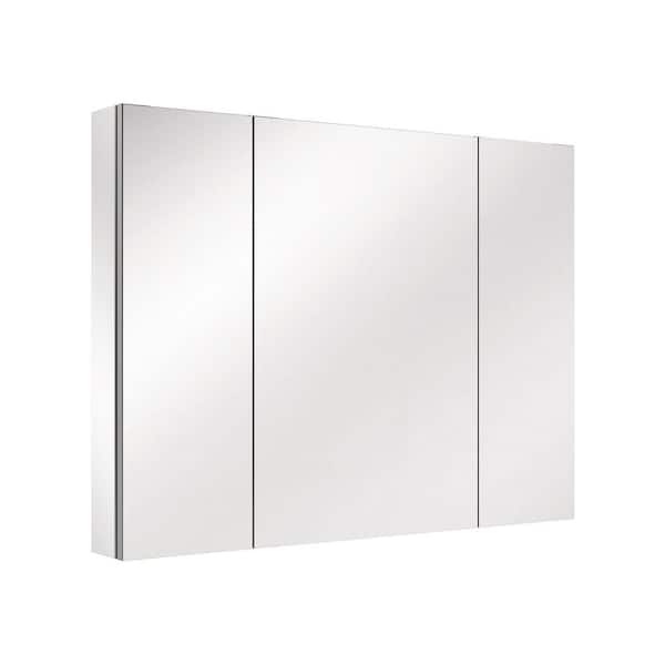 Ziyudura 40 in. W x 30 in. H Rectangular Aluminum Recess/Surface Mount Medicine Cabinet with Mirror, Triple Swing