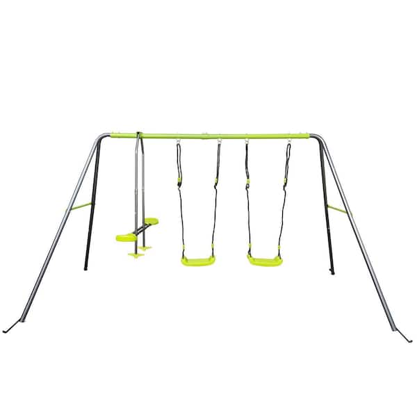 Unbranded Kids 3 Plus Swingset with Plastic Safe Swing Seat 440 lbs. and Face to Face without Tee for Outdoor Playground