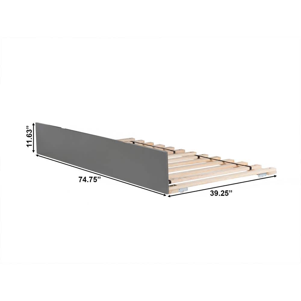 Nantucket Twin Gray Wood Frame Platform Trundle Bed