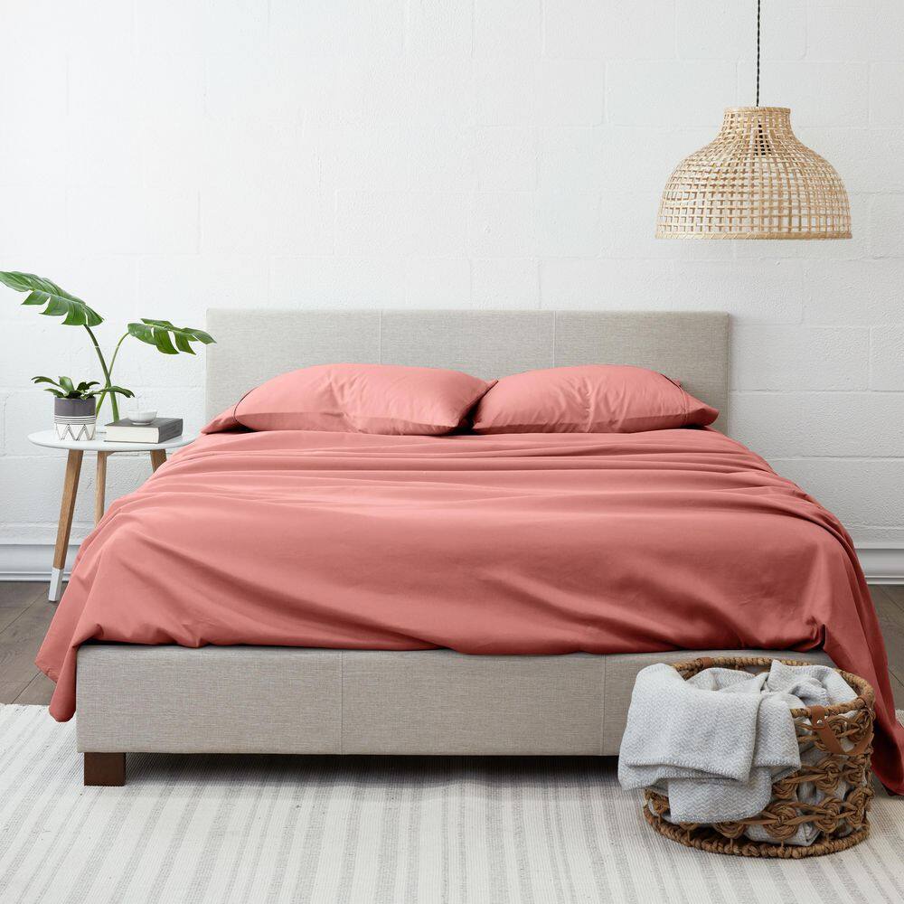 Clay Solid Queen 4-Piece Microfiber Bed Sheet Set