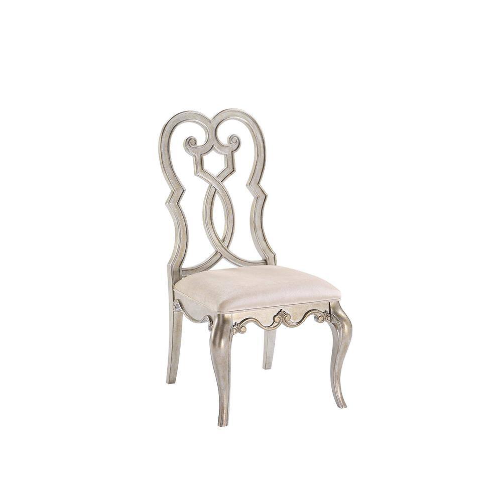 Esteban Ivory Velvet Upholstered Side Chair with Wood Accents
