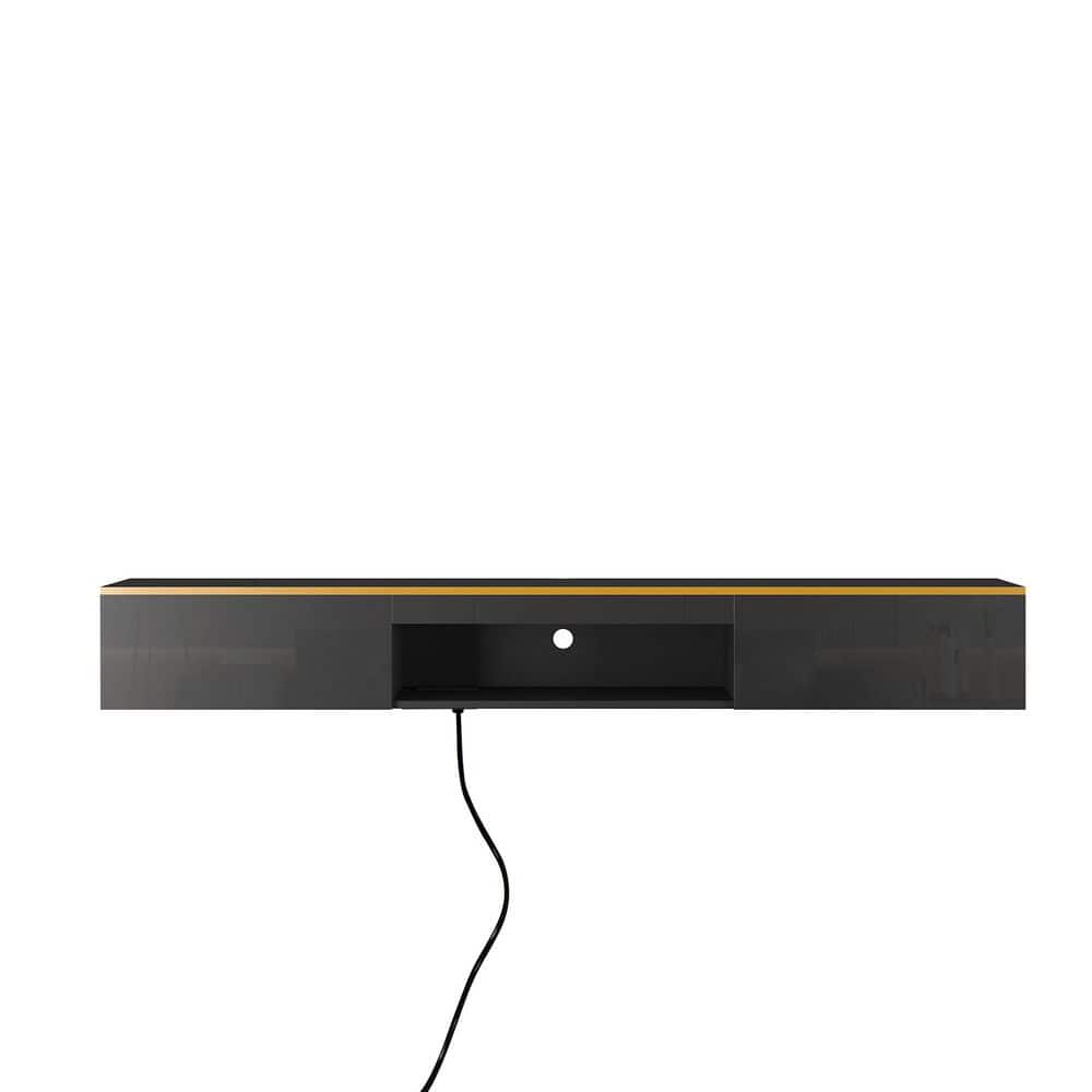 Hot Seller 69.3 in. W x 11.8 in. D Black MDF Decorative Wall Shelf, Floatin