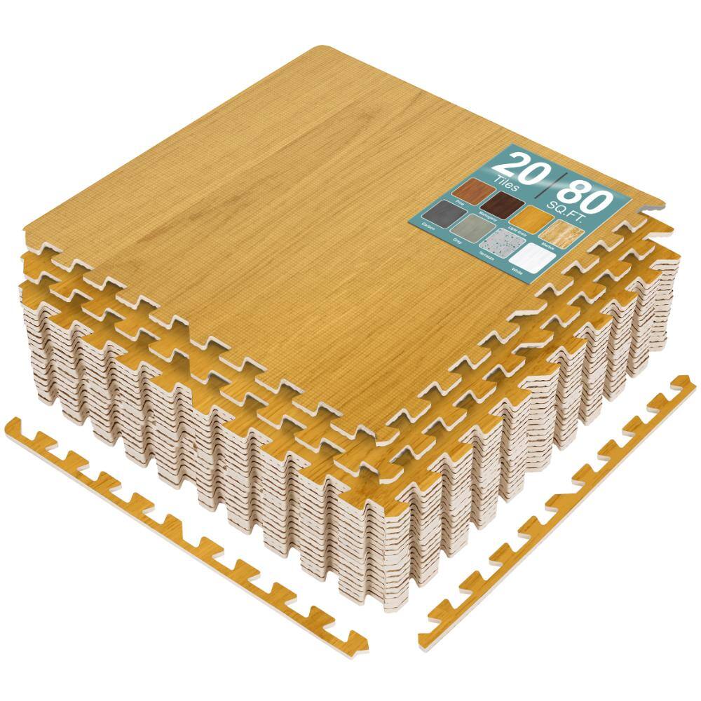 Golden Brown 24 in. W x 24 in. L x .38 in Thick Foam Gym Flooring Mat (80 sq. ft.), Wood Grain Floor Interlocking Tiles price history on PriceWatchPro