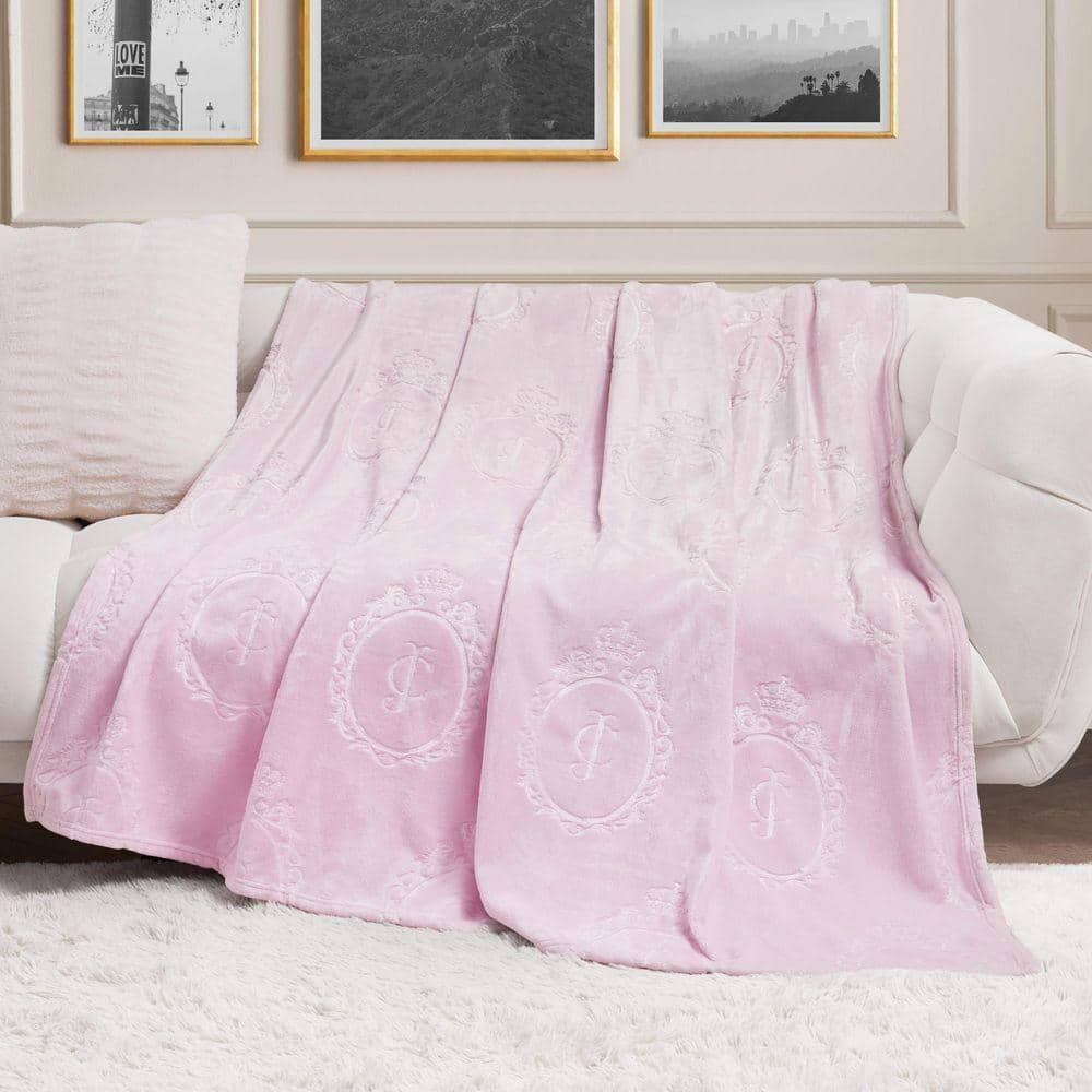 JUICYCOUTUREジューシークチュールUS限定softフリースブランケット JUICY COUTURE Vintage Juicy Light Pink Plush Microfiber 60 in. x
