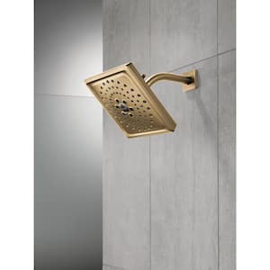 3-Spray Patterns 1.75 GPM 7.63 in. Wall Mount Fixed Shower Head with H2Okinetic in Lumicoat Champagne Bronze