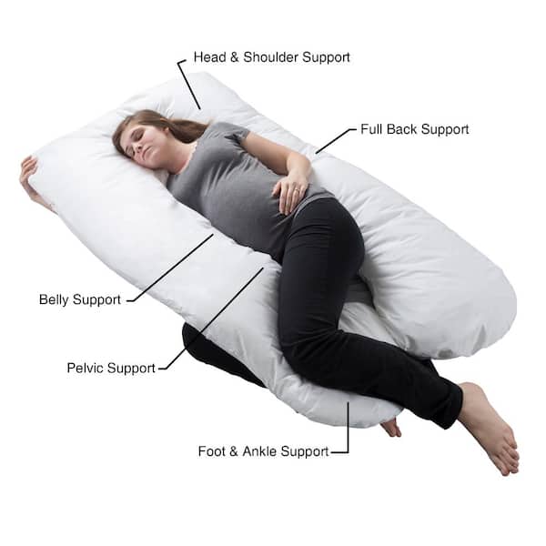 Full Body Pillow- 7 in 1 Jumbo Pillow with Removeable Cover Comfortable U-Shape for Support Sleeping Lounging Studying More by Lavish Home