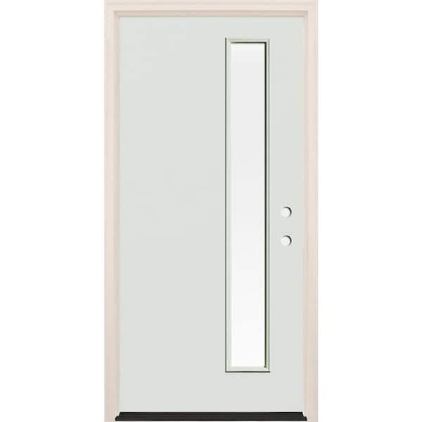 Builders Choice 36 in. x 80 in. Left-Hand/Inswing 1 Lite Clear Glass Alpine Painted Fiberglass Prehung Front Door with 4-9/16 in. Frame