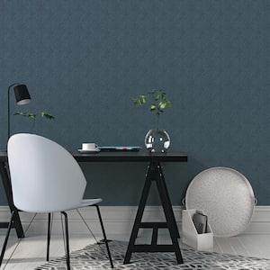 TexStyle Collection Navy and Turquoise Hedgehog Satin Finish Non-Pasted on Non-Woven Paper Wallpaper Roll