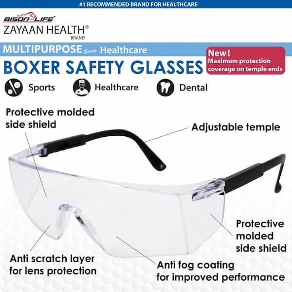BISON LIFE Clear, Boxer Color Lens Black temple Safety
