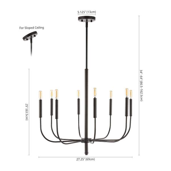 JONATHAN Y Amoros 27.25 in. 8-Light Modern Mid-Century Iron